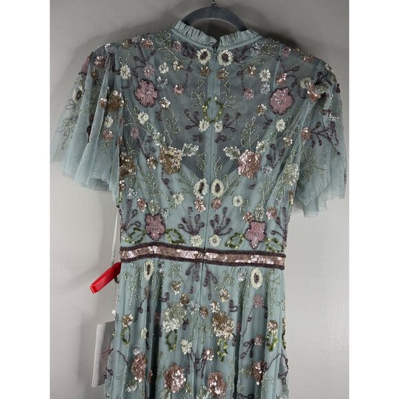 Mac Duggal 9136 Embellished High Neck Butterfly Sleeve Gown Sz 2 NWT Mint Multi - Picture 10 of 10